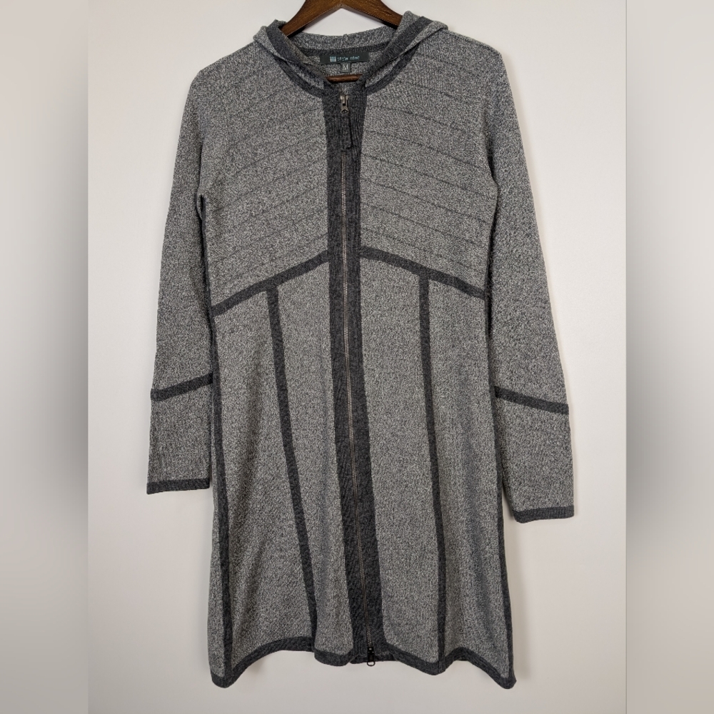 Title Nine Merino Wool Blend Hooded Performance Sweater Dress Full Zip Stretch